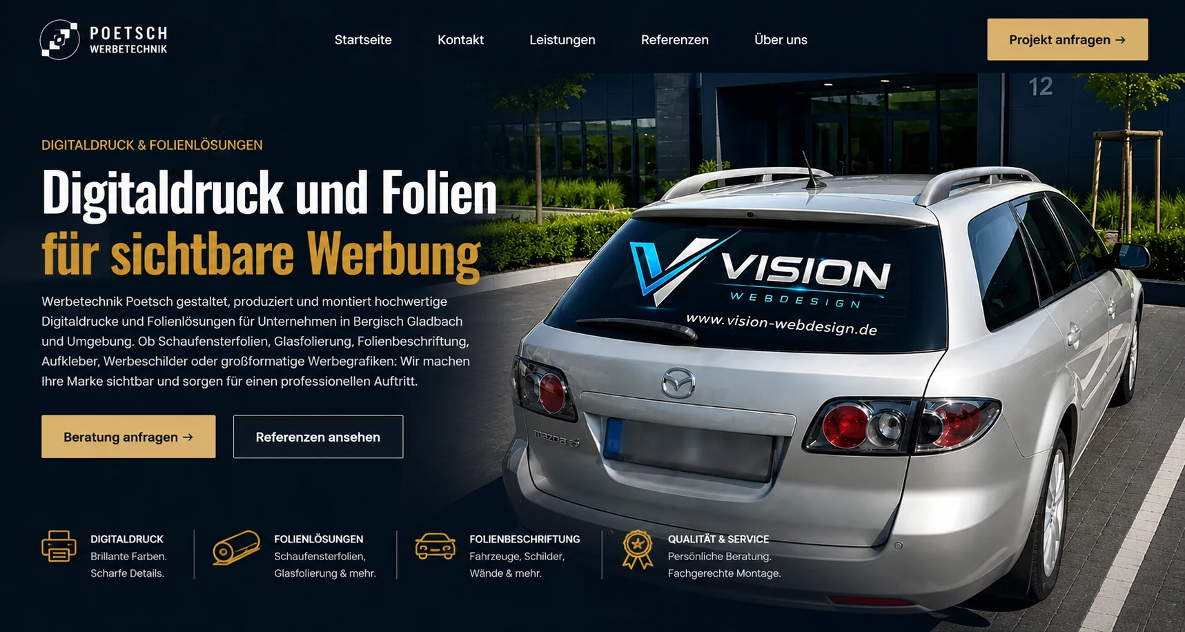 Fahrzeug Folienbeschriftung und Digitaldruck von Werbetechnik Poetsch in Bergisch Gladbach