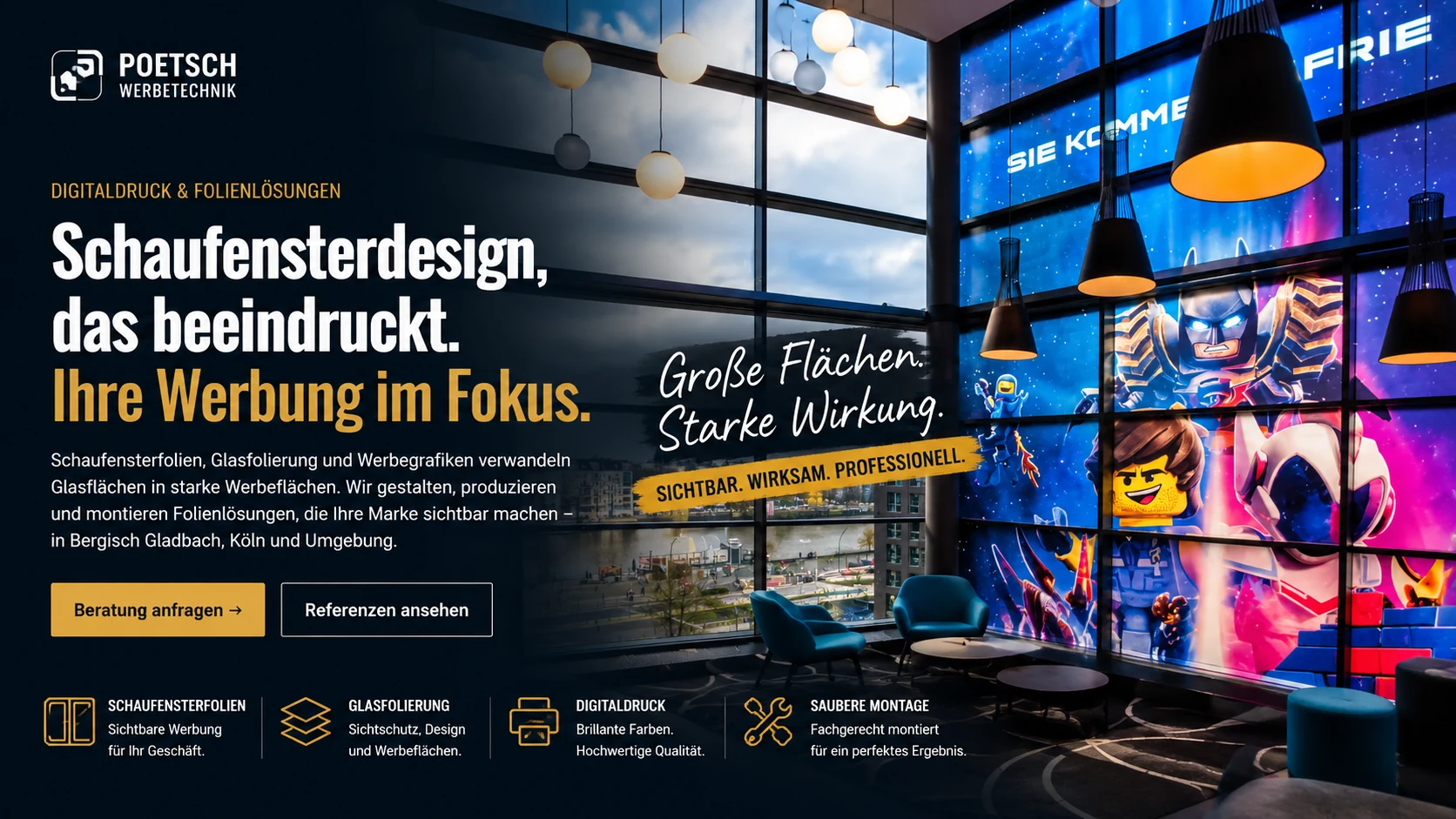 Schaufensterdesign und Glasfolierung für UCI Kino Berlin von Werbetechnik Poetsch